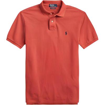 Polo Solid Logo Pony Вышитый Повседневный Рубашка Поло с Коротким Рукавом Мужские Топы Темно-Оранжевый 710670136-043