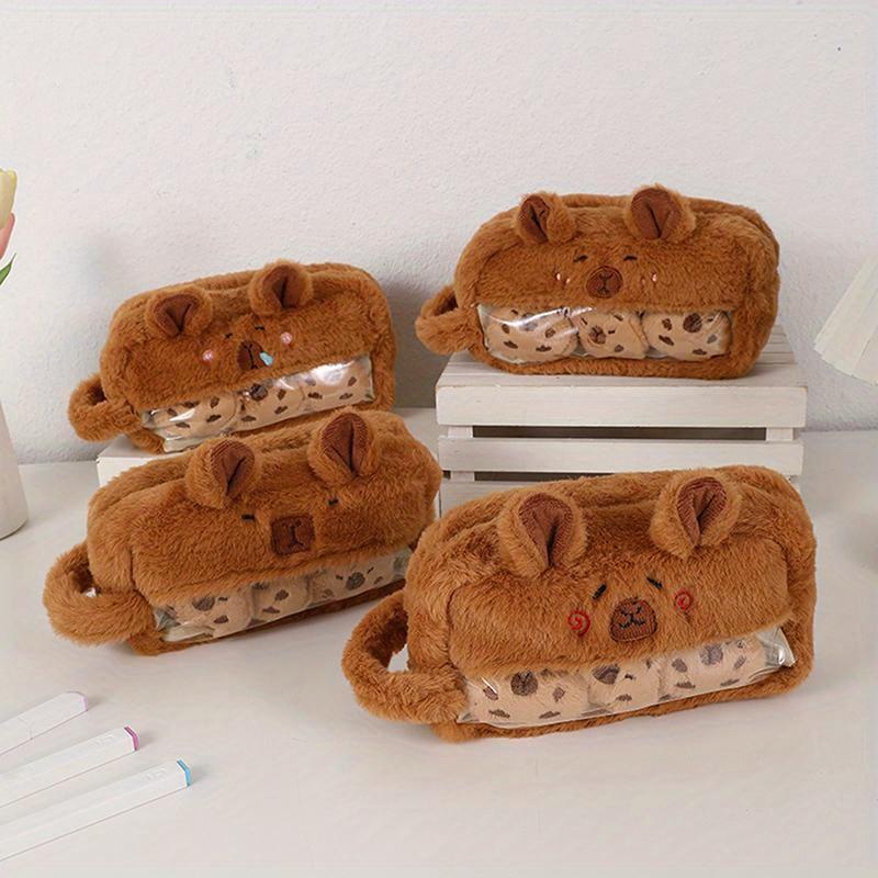 Милый кавайный большой емкости Capybara Pen Bag Смешной мультфильм мода Capybara плюшевый пенал для карандашей школьные принадлежности подарки на день рождения