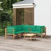 VidaXL Garden Lounge Set 6 Pcs with Cushions Green Bamboo 3155156