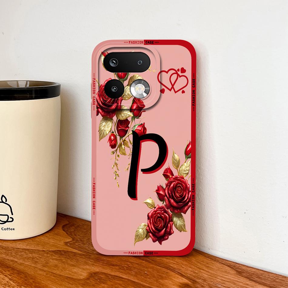 Чехол для телефона Realme 16 Pro Plus 5G Красивая Роза Буква Легкий Funda для Realme 16Pro+ Защита от падения Мягкий Жидкий Силикон