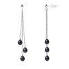 Earrings - - Genuine Black Cultured Pearls 5-6 Mm - White Gold - Women