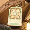 Square Desktop USB Rechargeable Fan with Bear Ear Design 3-Speed Adjustable Small Portable Fan for Desk Wall Mount Outdoor Camping Use