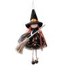 Halloween Witch Doll Decor with Broom Small Witch Figurine with Gauze Skirt Kitchen Hanging Witch Ornament for Room Door Window Halloween Decor