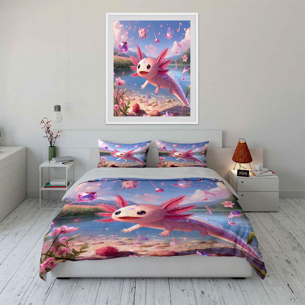 "Dreamy Axolotl Symphony" Bedding sets Duvet covers Pillowcases(1* Duvet Cover 2* Pillowcases without duvet insert)
