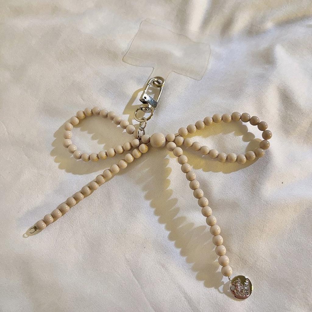 Chic Bowknot Keychain Attachment Phone Charm Decorative Accessory Beads Phone Pendant for Daily and Social Gatherings
