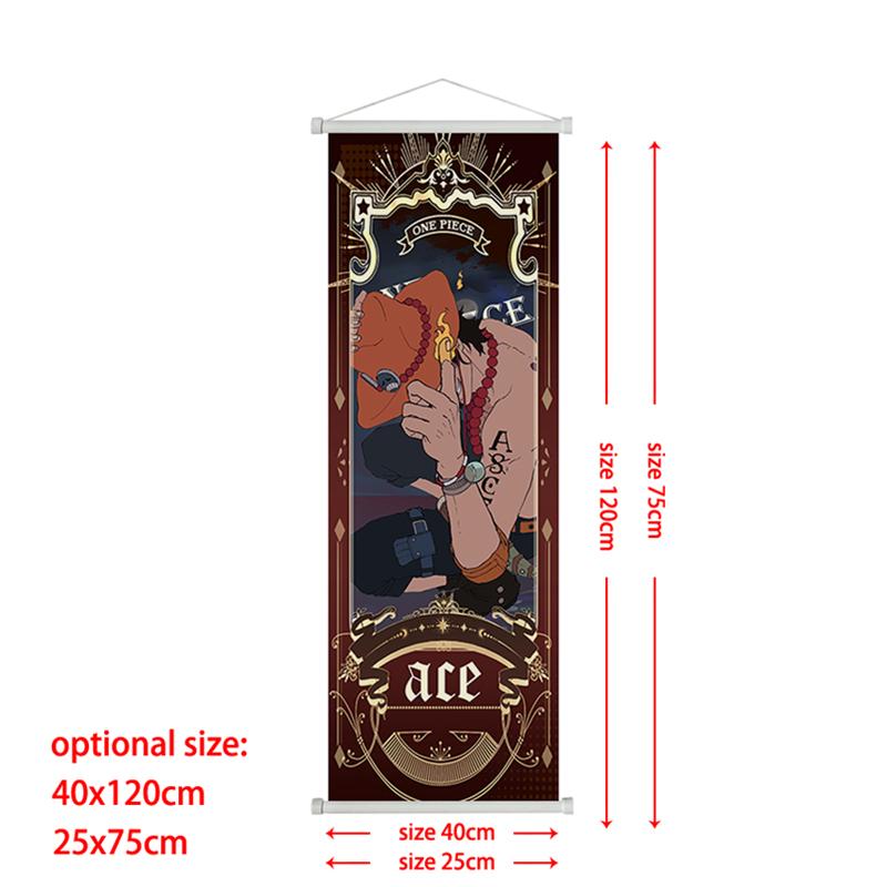 Anime One Piece Scroll Canvas Painting Zoro Sanji Luffy Home Decor Wall Hanging Ace Nami Hancock Poster Wall Art Room Decor