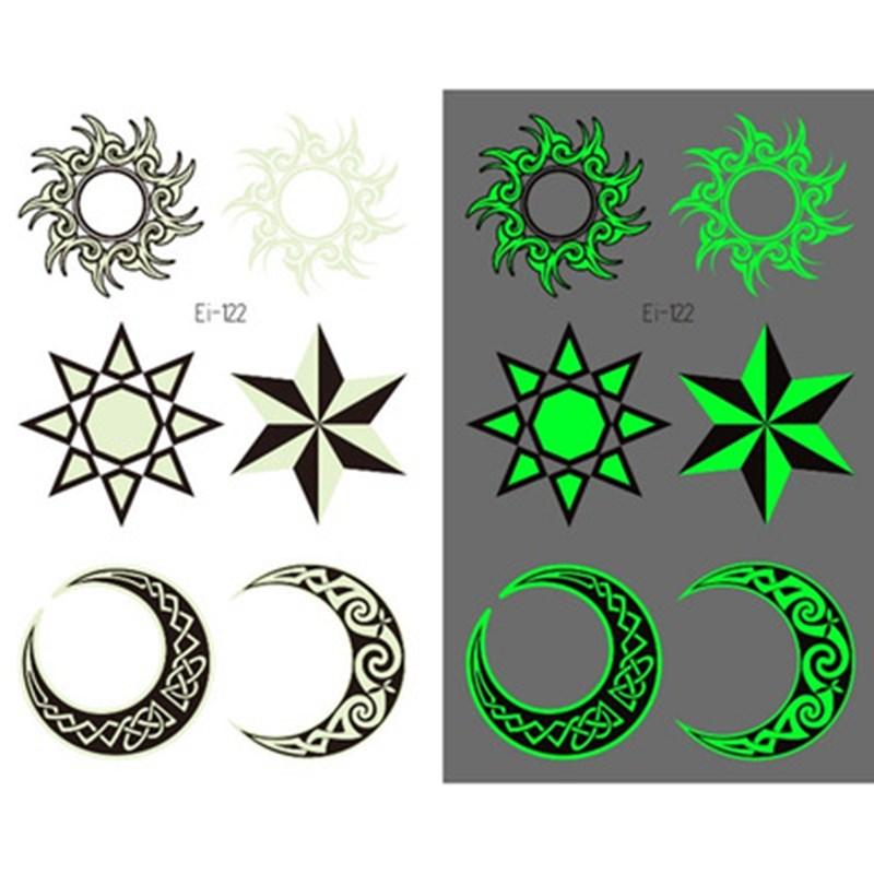 Tattoo Sticker TotemSymbol Flame Stars Moon Flash Luminous Tattoos Wolf Body Art Arm Waterproof Temporary Fake Tatoo Women Men