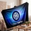 Inter Milan Personalized Fleece Blanket With Football Logo, Custom Name Text Soft Warm Home Throw Blanket