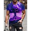 Футболки с рисунком мотоцикла, мужские уличные футболки Purple Blast с 3D принтом, модные топы с круглым вырезом и короткими рукавами, летние футболки