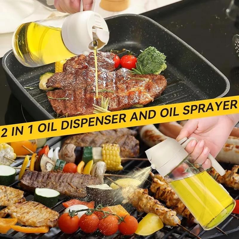 Портативный флакон-спрей для масла, 2-в-1 распылитель оливкового масла и инструмент для заправки, кухонный помощник для аэрофритюрницы, барбекю, выпечки, салата, 470 мл