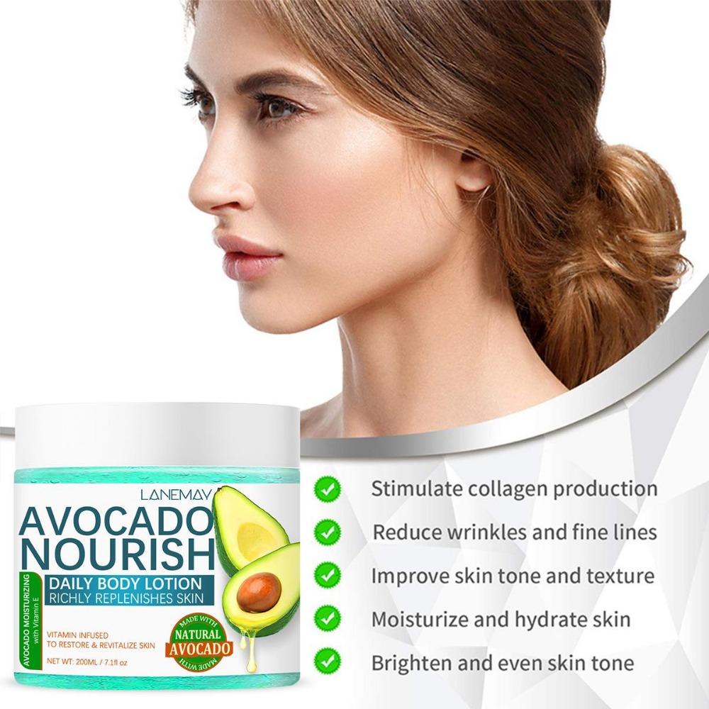 200 г увлажняющего и разглаживающего лосьона для тела с авокадо и ниацинамидом, натуральные ингредиенты увлажняющего геля, увлажнение кожи