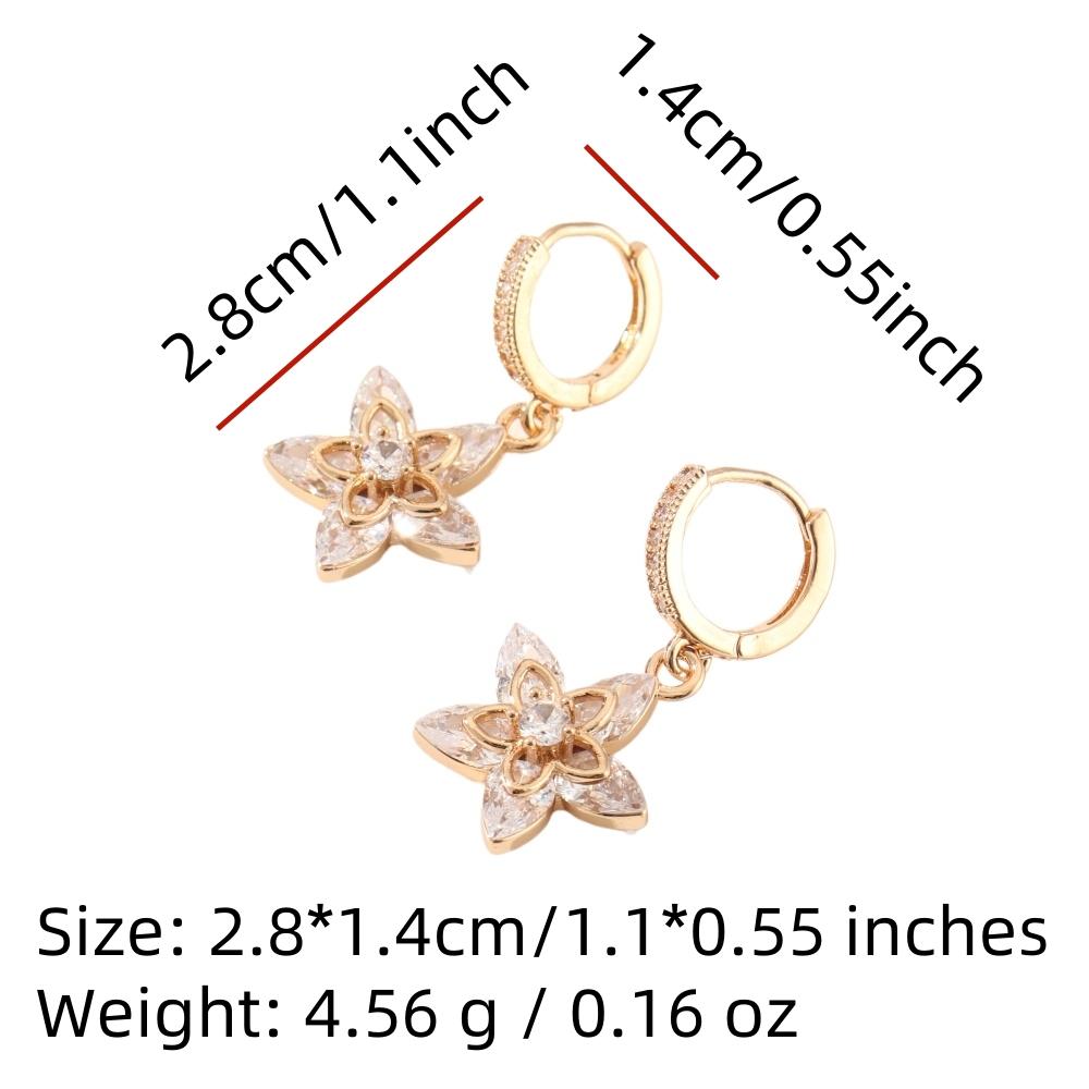 New Fashion Flowers Dangle Earrings for Women Cubic Zirconia Daily Jewelry Party Accessories