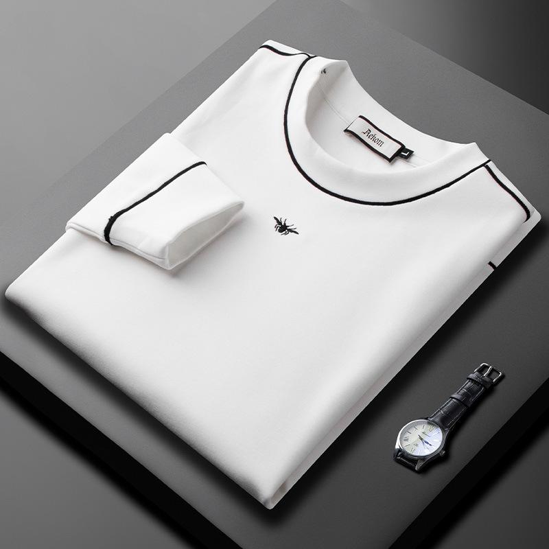 Мужская высококачественная хлопково-модальная толстовка с вышивкой пчелы, Осень/Зима 2025, Слегка свободный крой
