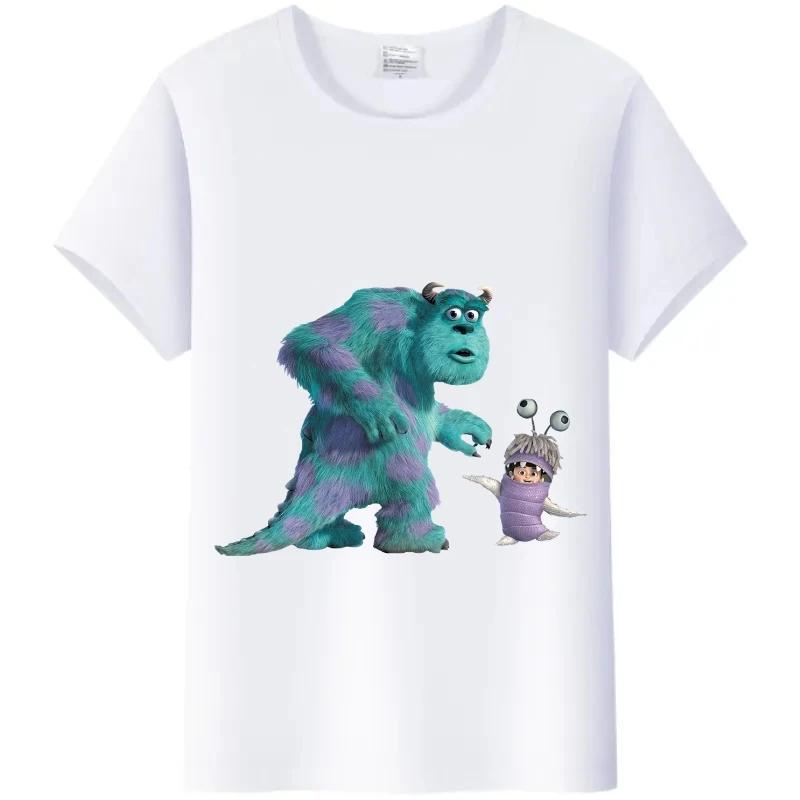 Kawaii Monsters, Inc. T-Shirt White Female TShirt Short Sleeve Tops James -P- Sullivan Funny Mr.Q Graphic Tees Unisex