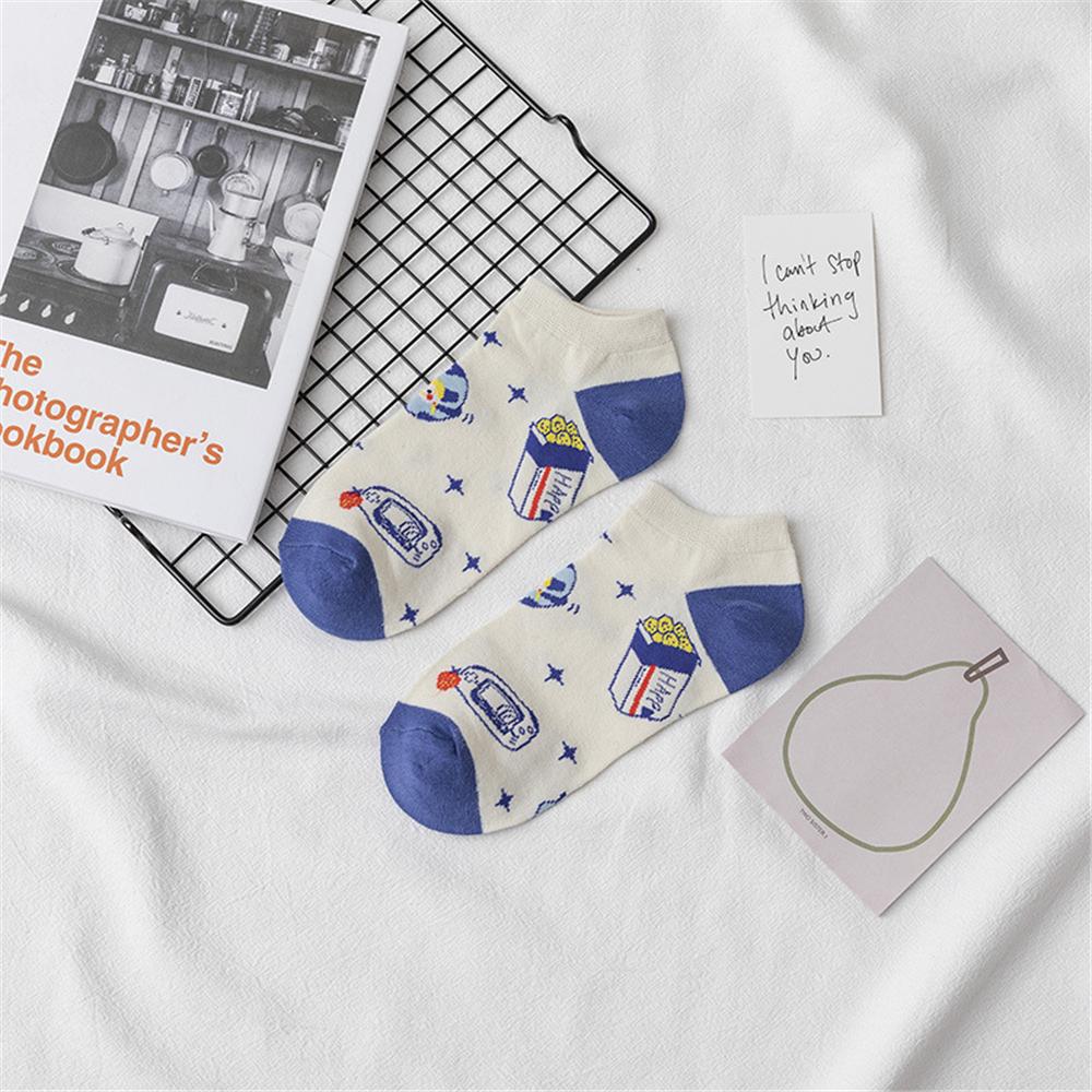 INS Смешные мультяшные носки с яйцами Милые девчачьи Счастливые животные Фрукты Еда Короткие носки Омлет Клубника Ананас Радужные полоски