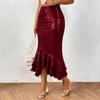Shiny Women's Mid-Waist Temperament Fishtail Skirt with Sparkly Personality