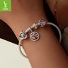 Sparkling Zircon Rose Diy Bracelet Beads Loose Beads, Romantic And Elegant S925 Sterling Silver Beads