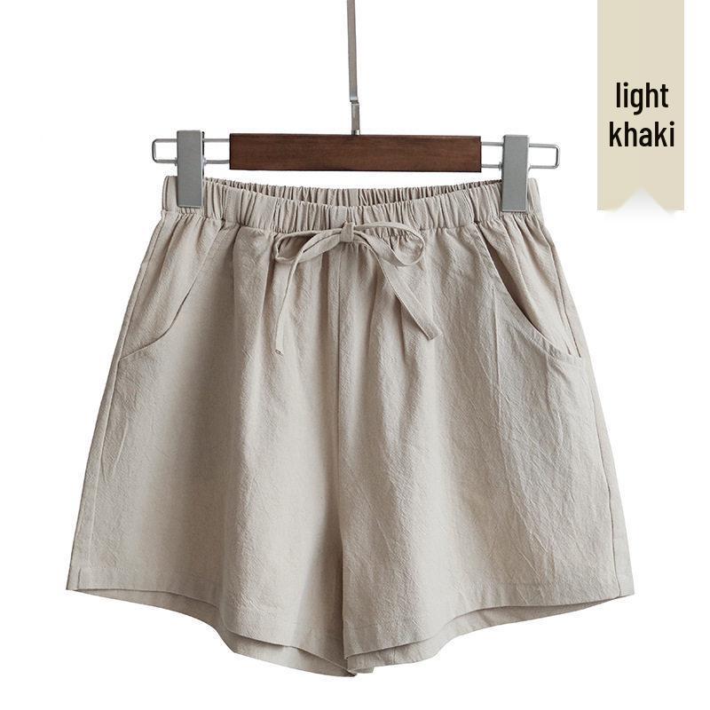 Women's Wide-Leg Cotton Linen Shorts: Trendy Spring/Summer Casual Bermudas for Sports or Home.