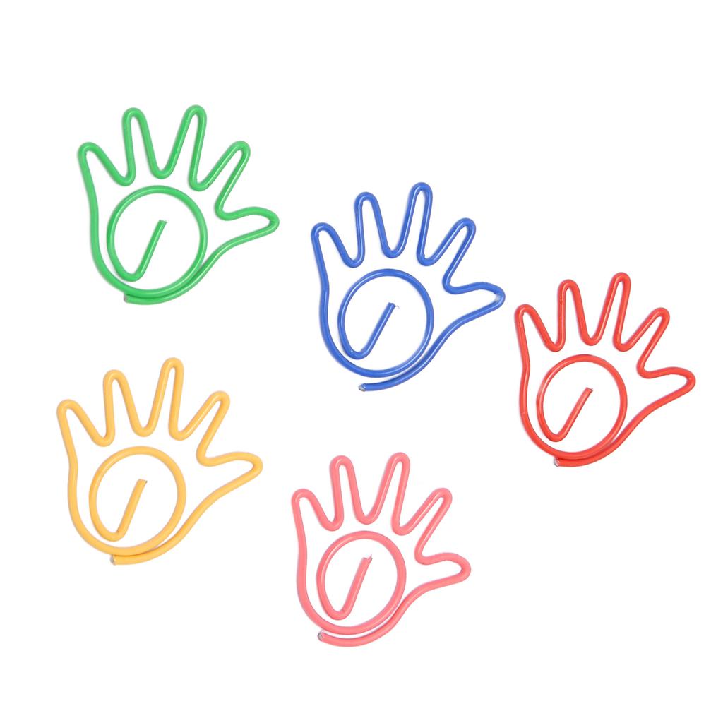 100 шт. милые скрепки в форме руки, разные цвета, гальванизированные, необычные скрепки для семьи 