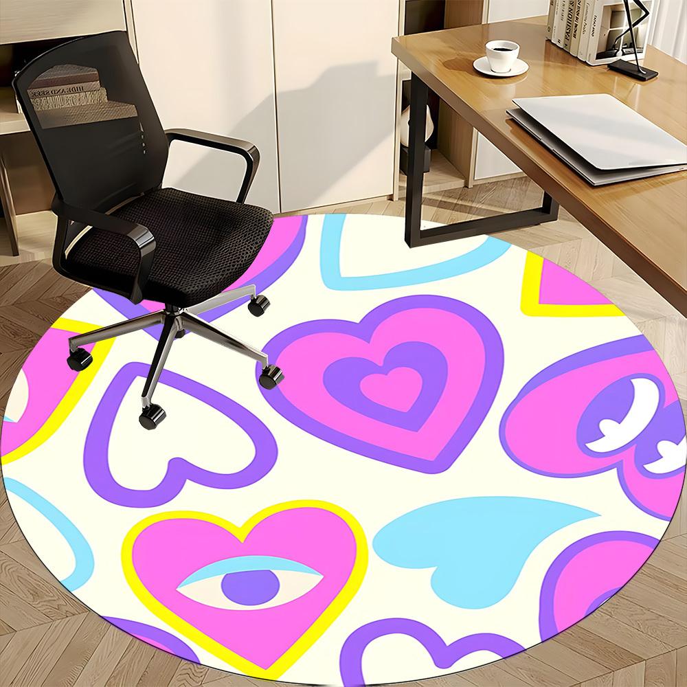1pc Heartbeat Office Round Rug, Non-slip, Soft and Durable Office Rug for Interior Decoration, Perfect for Office, Beautiful Decoration yy260323021