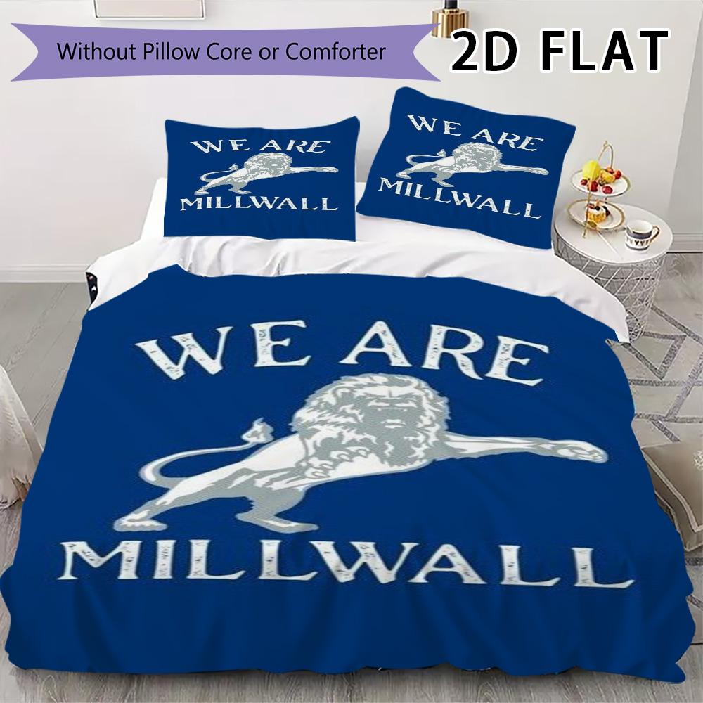 Постельное белье с узором Millwall FC Комплект пододеяльника Наволочка Домашний Декор Подарок на День Рождения (1 пододеяльник + 2 наволочки без наполнителя)