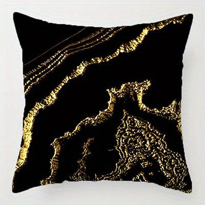 Short Plush Material Pillowcasehome Decor Black & Gold Geometric Pattern Pillow Covers Pattern Cushion Cover Suitable For Sofa B