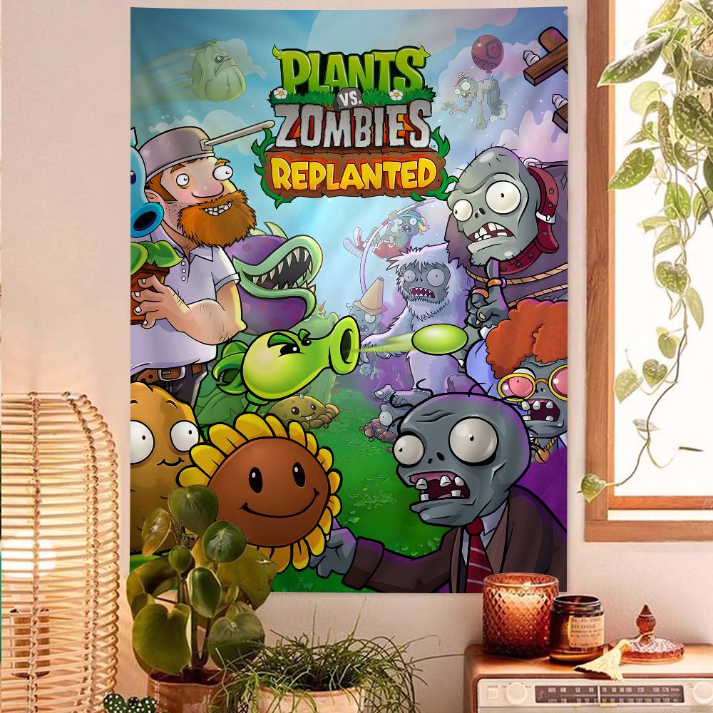 Classic Game PPlants Vs ZZombies Tapestry Wall Hanging Cheap Hippie Wall Hanging Bohemian Wall Tapestries
