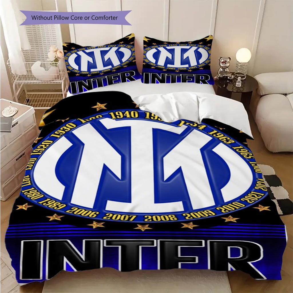 Inter Milan Emblem Serpent Three-piece set (1 * duvet cover + 2 * pillowcase, without core) 2D Flat Duvet cover and pillowcase Soft and comfortable