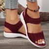 Women's Knit Elastic Cloth Wedge Sandals Slip On Lightweight Walking Sandals Plus Size Comfortable Summer Sports Sandalias Mujer