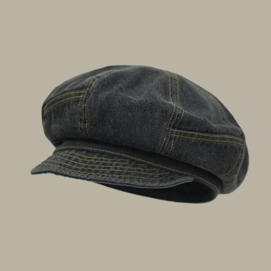 Women's Denim Newsboy Cap Visor Beret Hat with Short Brim Sun Protection Cabbie Cap for Spring Summer Travel Outdoors