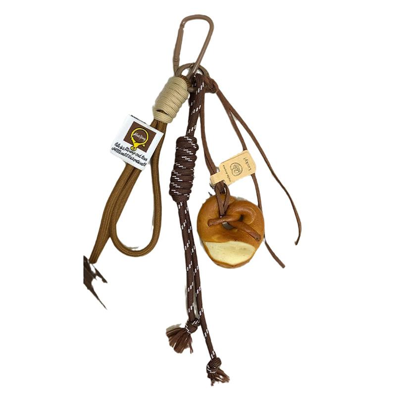 Творческий брелок для ключей в виде хлеба с щелочной водой, симпатичное улыбающееся лицо, плетеная веревка, брелок для рюкзака, украшения, аксессуары, подарки