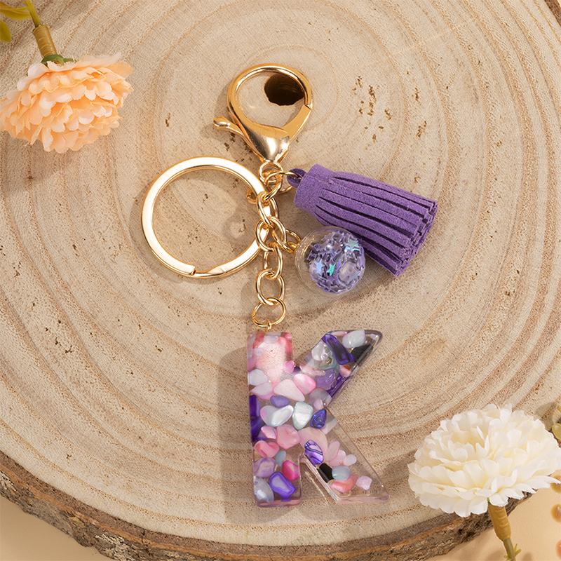 1 шт., держатель для ключей, подарок ручной работы, сумка с алфавитом AZ, кулон, брелок с кисточками и блестками, аксессуары для ключей