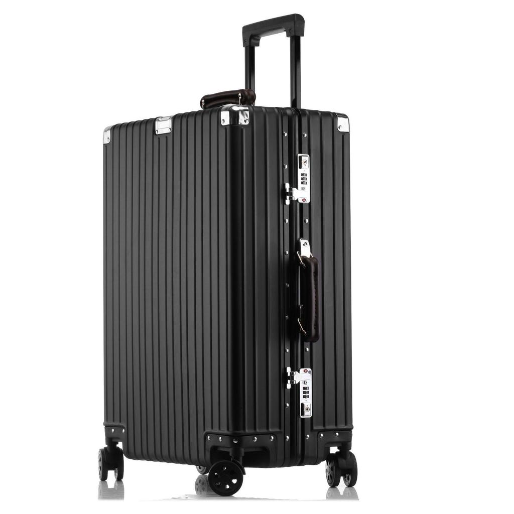 Aluminum-Magnesium Vintage Luggage with Universal Wheels - 20" Carry-On & 24" High-End Case for Women