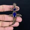 Blue Sapphire Pendant, Handmade Gemstone Pendant, 999 Copper Wire Wrapped Pendant Antique Jewelry, For Engagement Gift
