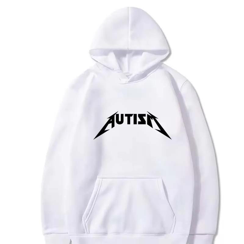 Rock-slogan Men Hoodie Chest Bold Sharp Rock Letter Print, Heavy Metal Style Text Art Graphic, Cozy Fleece Pullover Sweatshirt for Weekend Casual Wear