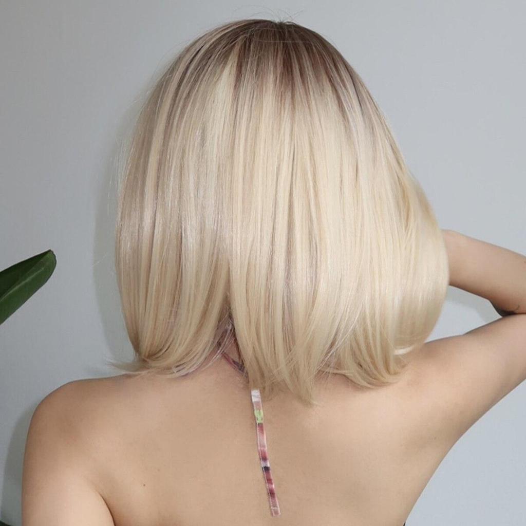 EASIHAIR Платиновый блондин Ombre, прямые короткие парики боб, синтетические натуральные парики для женщин, косплей, вечерние, термостойкое волокно