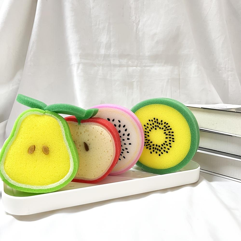 4 шт. Креативные губки для мытья посуды в форме фруктов, утолщенные, для мощного удаления пятен, многофункциональные чистящие подушечки для кухни и ванной комнаты, инструменты для уборки ванной комнаты