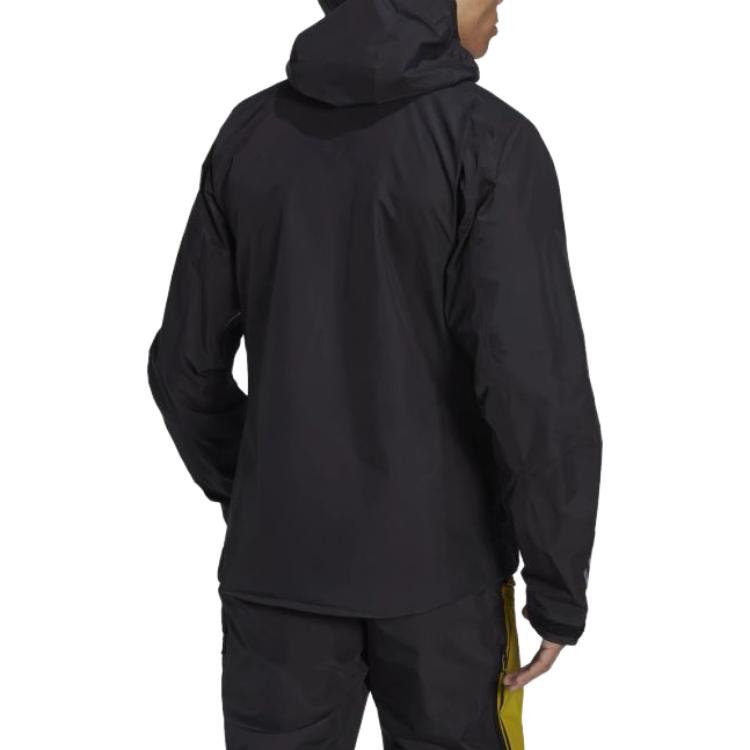 Adidas Куртка с капюшоном на молнии с буквенным принтом Мужские куртки черные HH8899