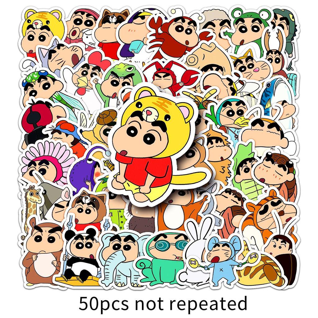 50 Crayon Shin-chan Dress-Up Stickers: Cute Japanese Anime Decorations for Water Cups, Phone Cases, and Tablets