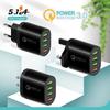 Быстрое 4-портовое USB-зарядное устройство 5.1A QC3.0 для мобильных телефонов - Дорожный адаптер US/EU/UK