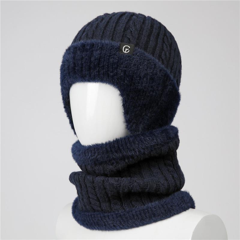 Шапка Мужская зимняя вязаная шерстяная шапка Утепленные ушные клапаны Теплая и холодная хлопковая шапка