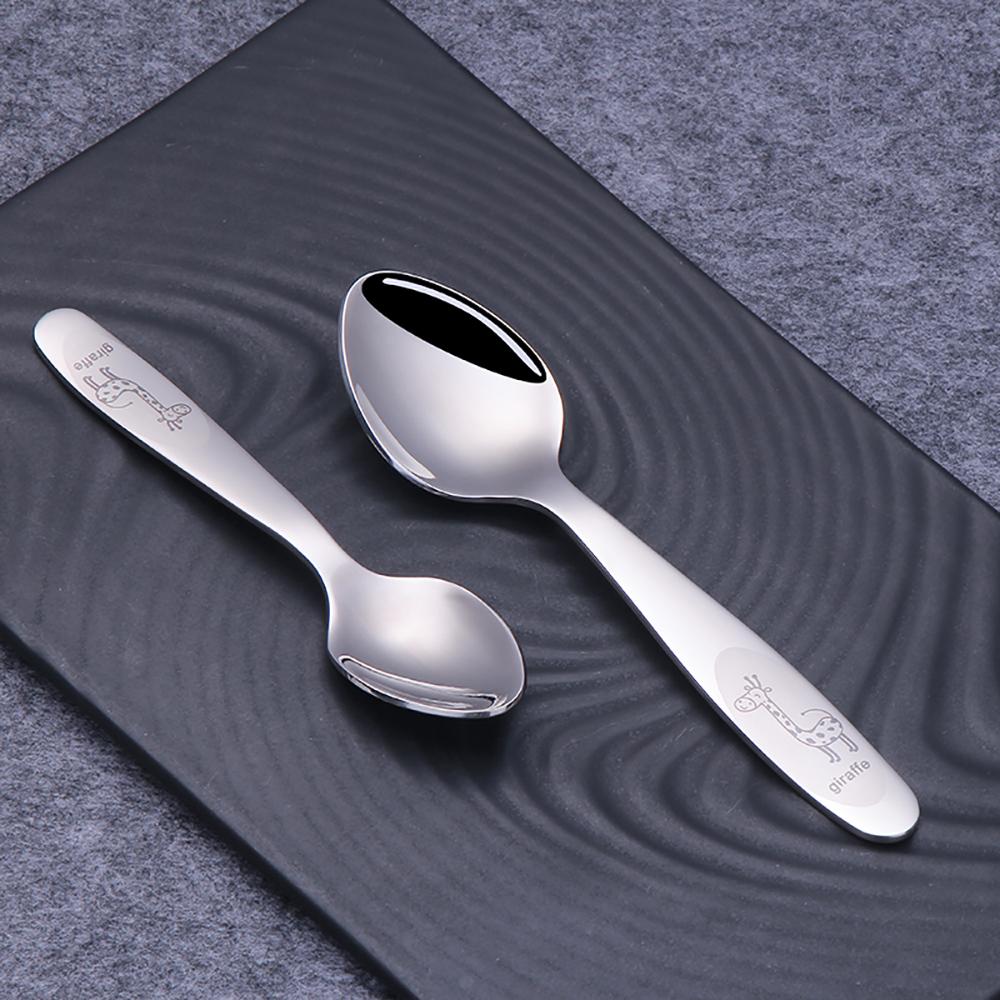 Детские столовые приборы, столовая посуда из нержавеющей стали с рисунком жирафа, детская вилка, нож, ложка, детские наборы столовых приборов из 4 предметов для домашней кухни