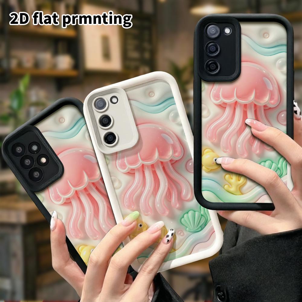Phone case: 2D flat, suitable for Samsung Galaxy A34 A35 M05 M06 S20 S22 S21 FE Plus 5G protective case, jellyfish ocean theme, perfect Christmas and