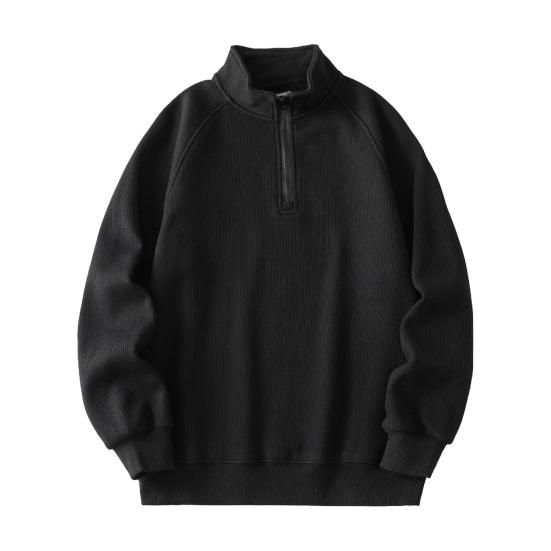 Men Fall Winter Sweatshirt Half Zipper Stand Collar Loose Solid Color Loose Long Sleeves