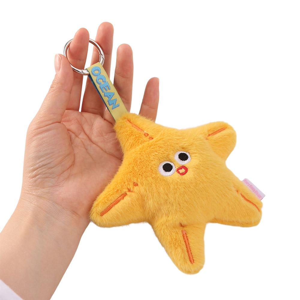Soft Ocean Animal Plush Keychain Kawaii Fluffy Whale Keyring Bag Charm Seahorse Pendant Home Decor