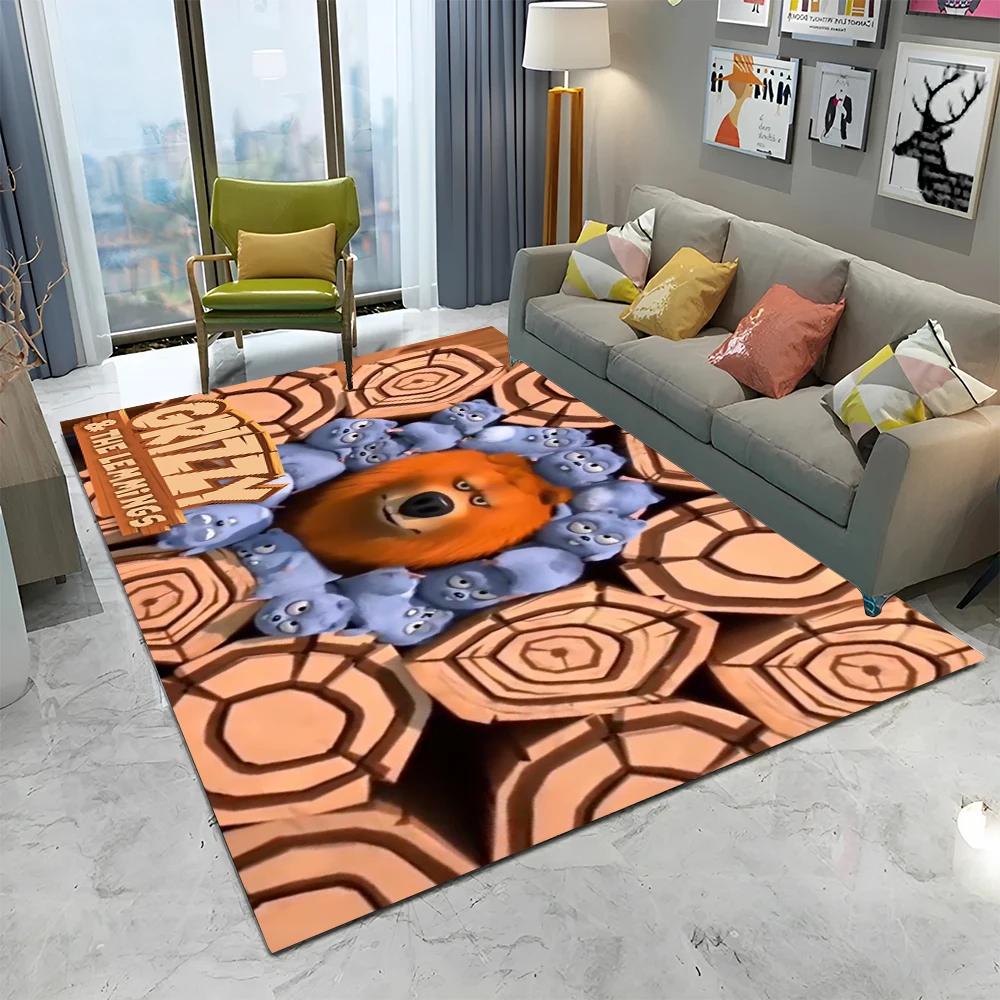 3D Grizzy and The Lemmings Cartoon Carpet Rug для дома, гостиной, спальни, дивана, коврика для двери, детский коврик, нескользящий напольный коврик