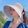 Летние модные шляпы от солнца с хвостиком для женщин, соломенная шляпа с бантом и широкими полями, пустая шляпа-ведро, женские полые панамские кепки