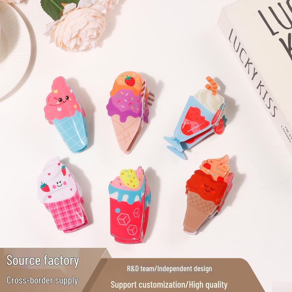Bamboo Yao Cute Ice Cream Cake Claw Clip - Fun Dessert Hair Accessory for Women