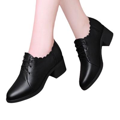 Женские ботильоны на толстом каблуке с круглым носком, весна и осень, новый стиль, женские ботинки на высоком каблуке, маленькие кожаные туфли для женщин