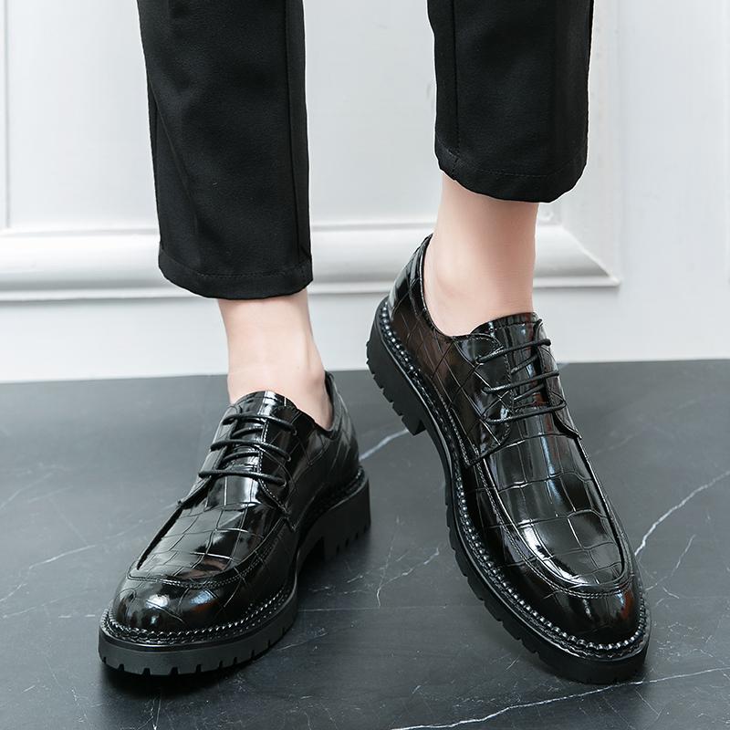 Модные мужские туфли на толстой подошве из кожи, классические, универсальные, британского стиля, модные, для вечеринок, ночных клубов, модные, для активного отдыха, мужские черные туфли, новые